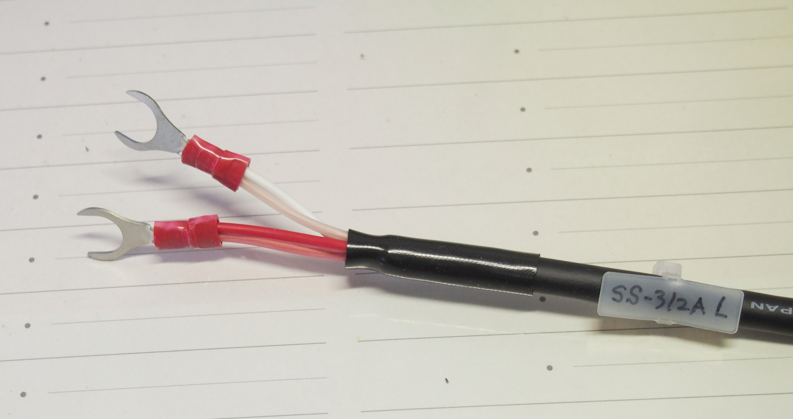 Solderless terminals attached to the end of the cable