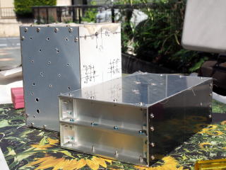 Temporarily assembled enclosure (back view)