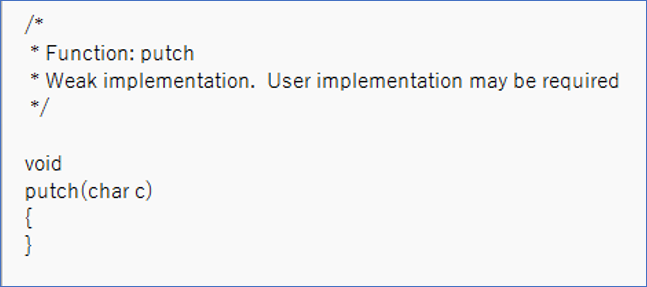 Template of the function putch()